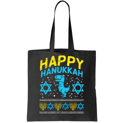 Happy Hanukkah Jewish TRex Ugly Chanukah Sweater Gift  Tote Bag