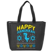 Happy Hanukkah Jewish TRex Ugly Chanukah Sweater Gift  Zip Tote Bag