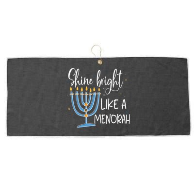 Happy Hanukkah Jewish Shine And Bright Like A Menorah Large Microfiber Waffle Golf Towel