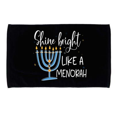 Happy Hanukkah Jewish Shine And Bright Like A Menorah Microfiber Hand Towel