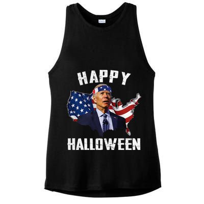 Happy Halloween Joe Biden Confused American Flag 4th Of July Ladies PosiCharge Tri-Blend Wicking Tank