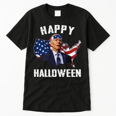 Happy Halloween Joe Biden Confused American Flag 4th Of July Tall T-Shirt