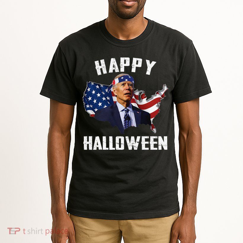 Happy Halloween Joe Biden Confused American Flag 4th Of July Tall T-Shirt