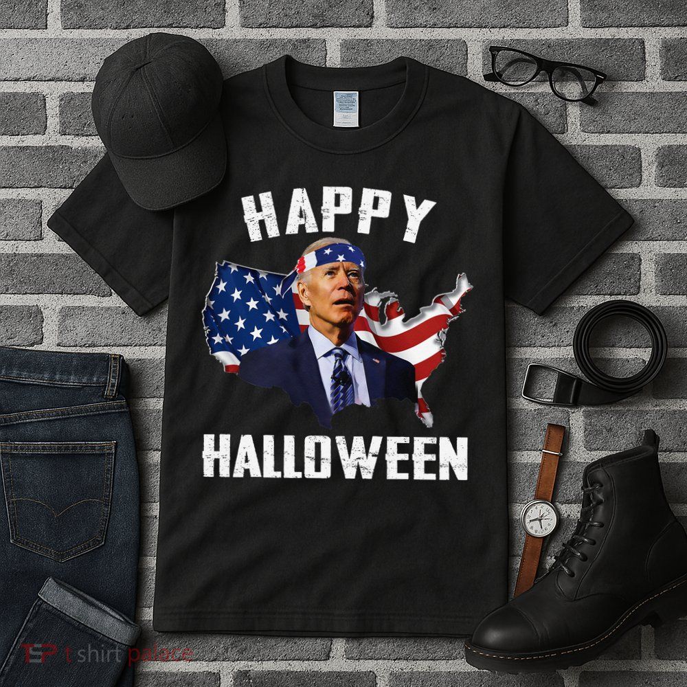 Happy Halloween Joe Biden Confused American Flag 4th Of July Tall T-Shirt