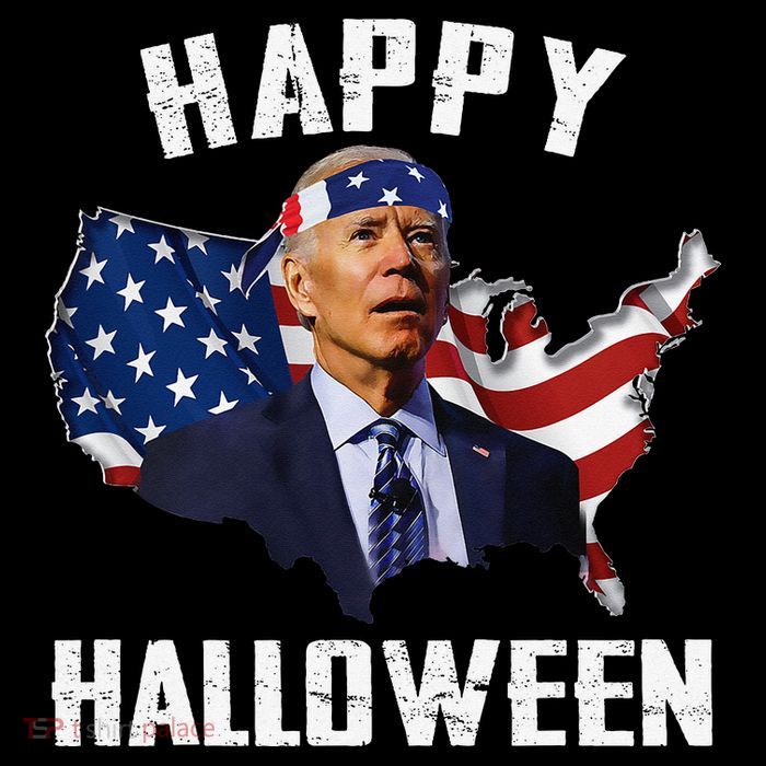 Happy Halloween Joe Biden Confused American Flag 4th Of July Tall T-Shirt