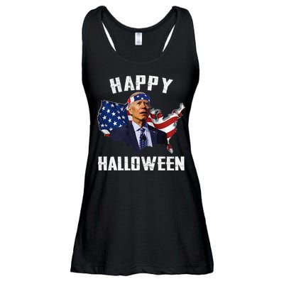 Happy Halloween Joe Biden Confused American Flag 4th Of July Ladies Essential Flowy Tank