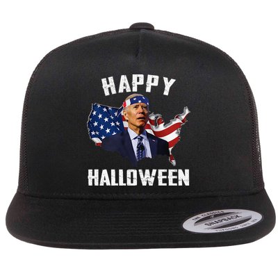 Happy Halloween Joe Biden Confused American Flag 4th Of July Flatbill Hat