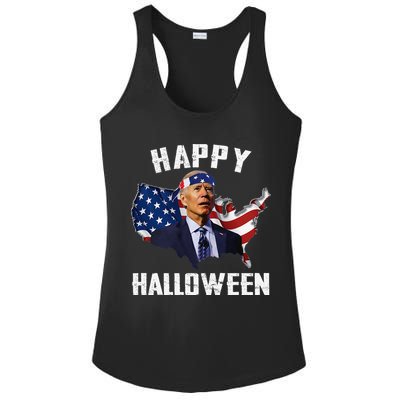 Happy Halloween Joe Biden Confused American Flag 4th Of July Ladies PosiCharge Competitor Racerback Tank