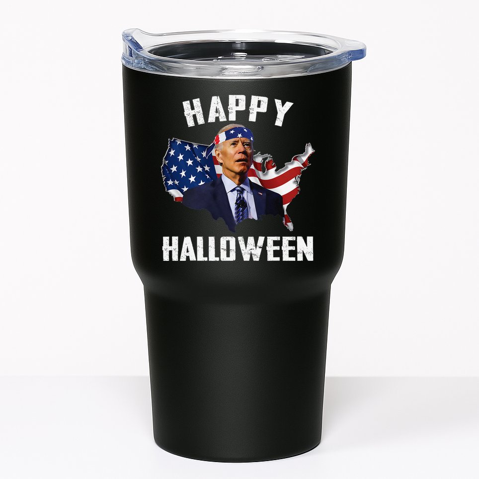 Happy Halloween Joe Biden Confused American Flag 4th Of July Tumbler