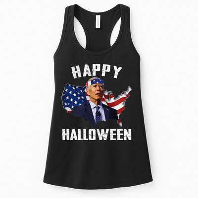 Happy Halloween Joe Biden Confused American Flag 4th Of July Womens Tank Top