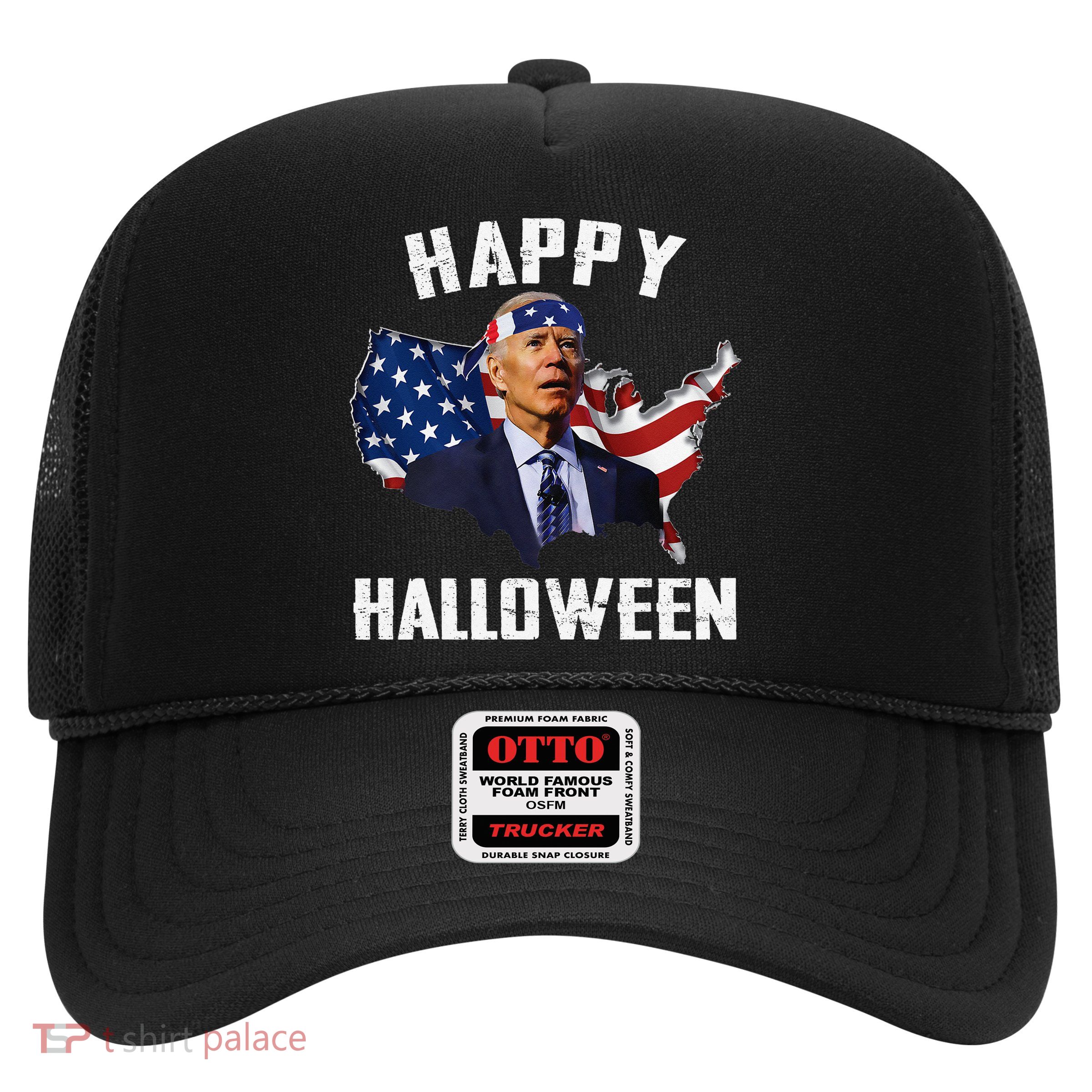 Happy Halloween Joe Biden Confused American Flag 4th Of July Trucker Hat