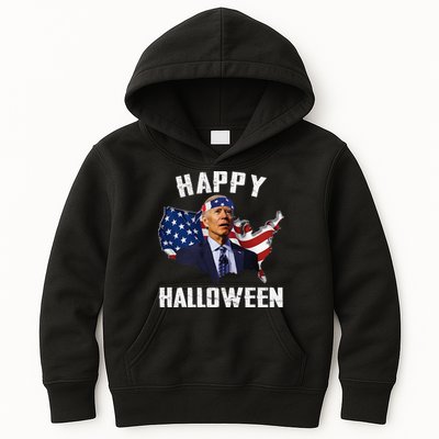 Happy Halloween Joe Biden Confused American Flag 4th Of July Kids Hoodie
