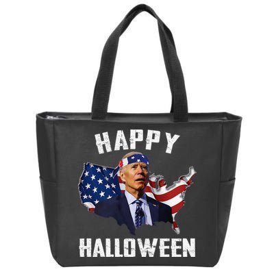 Happy Halloween Joe Biden Confused American Flag 4th Of July Zip Tote Bag