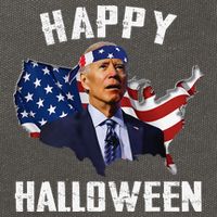 Happy Halloween Joe Biden Confused American Flag 4th Of July Cotton Canvas Backpack