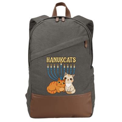 Hanukcats Hanukkah Jewish Cat Kawaiiorah Holiday Cotton Canvas Backpack