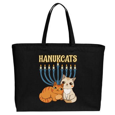 Hanukcats Hanukkah Jewish Cat Kawaiiorah Holiday Cotton Canvas Jumbo Tote