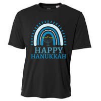 Happy Hanukkah Jewish Blue Rainbow Menorah Chanukah Cooling Performance Crew T-Shirt