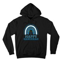 Happy Hanukkah Jewish Blue Rainbow Menorah Chanukah Hoodie