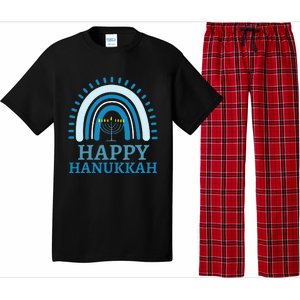 Happy Hanukkah Jewish Blue Rainbow Menorah Chanukah Pajama Set