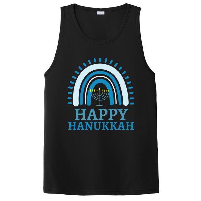 Happy Hanukkah Jewish Blue Rainbow Menorah Chanukah PosiCharge Competitor Tank