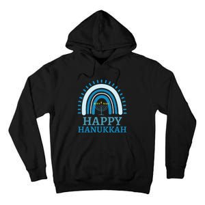 Happy Hanukkah Jewish Blue Rainbow Menorah Chanukah Tall Hoodie