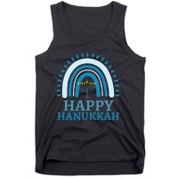 Happy Hanukkah Jewish Blue Rainbow Menorah Chanukah Tank Top