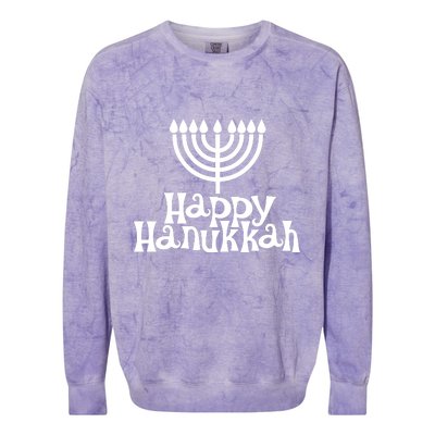 Happy Hanukkah Jewish Funny Colorblast Crewneck Sweatshirt