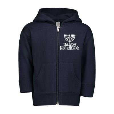 Happy Hanukkah Jewish Funny Toddler Zip Fleece Hoodie