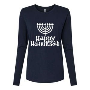 Happy Hanukkah Jewish Funny Womens Cotton Relaxed Long Sleeve T-Shirt