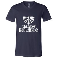 Happy Hanukkah Jewish Funny V-Neck T-Shirt