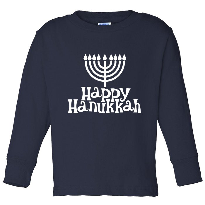 Happy Hanukkah Jewish Funny Toddler Long Sleeve Shirt