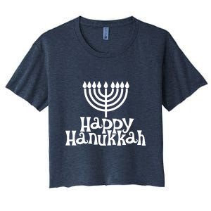 Happy Hanukkah Jewish Funny Women's Crop Top Tee