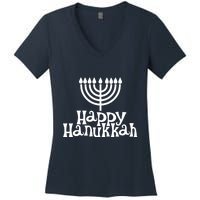 Happy Hanukkah Jewish Funny Women's V-Neck T-Shirt