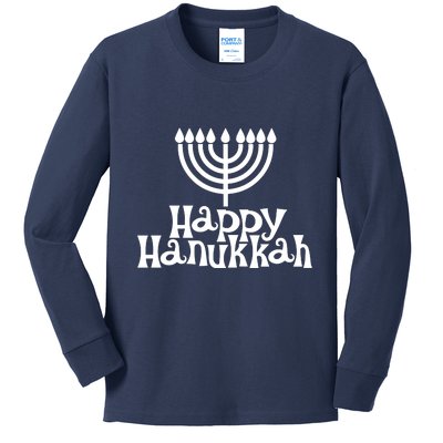 Happy Hanukkah Jewish Funny Kids Long Sleeve Shirt