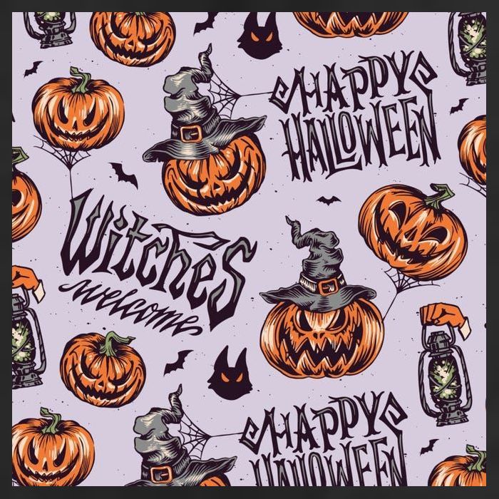 Happy Halloween Jack O Lantern 7 Panel Mesh Trucker Snapback Hat