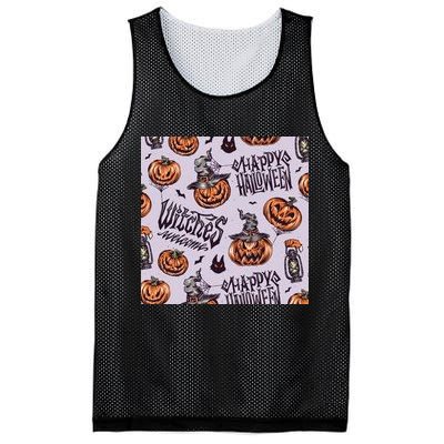 Happy Halloween Jack O Lantern Mesh Reversible Basketball Jersey Tank