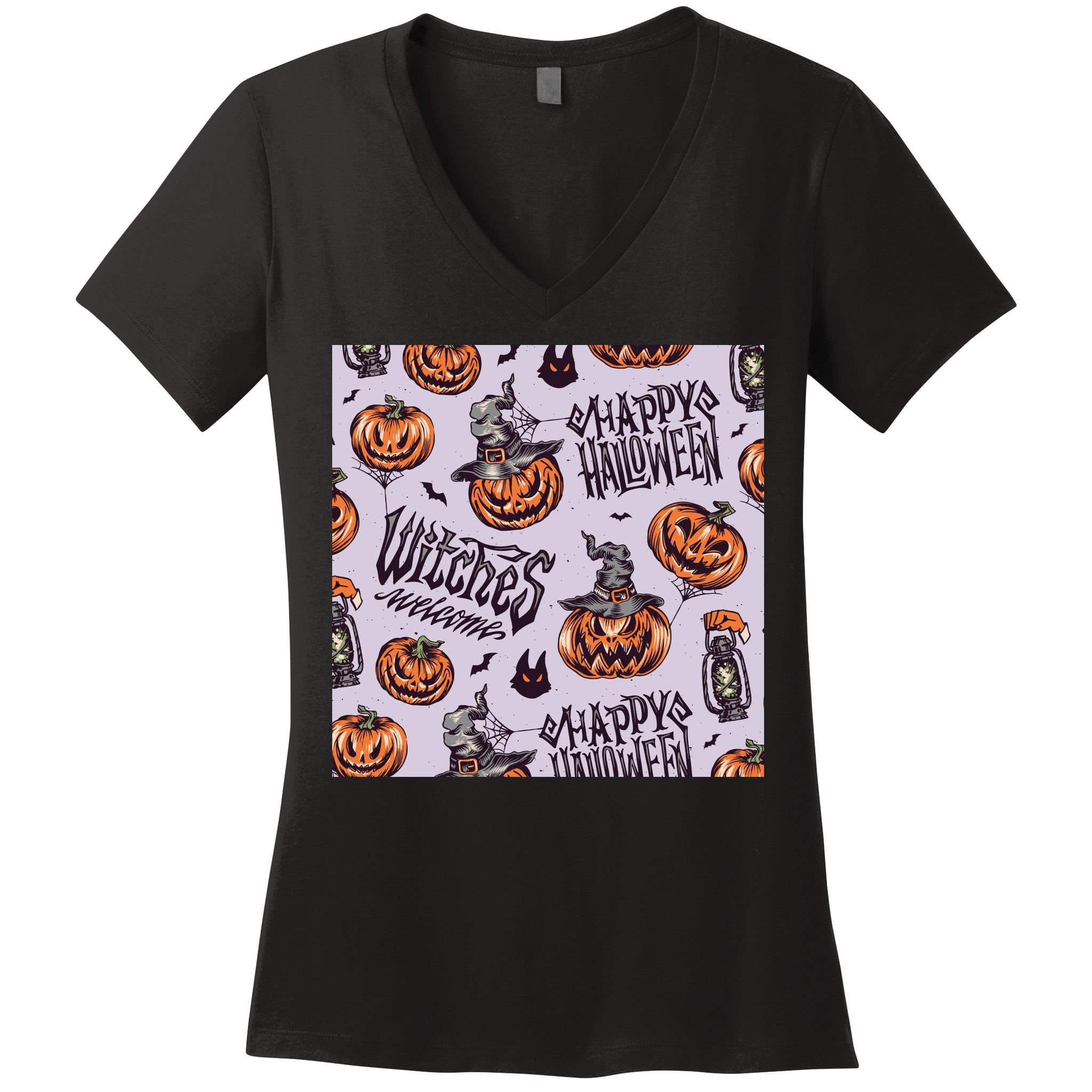 Happy Halloween Jack O Lantern Women's V-Neck T-Shirt