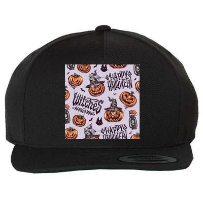 Happy Halloween Jack O Lantern Wool Snapback Cap