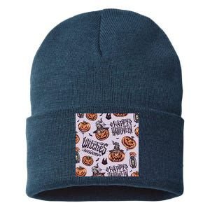 Happy Halloween Jack O Lantern Sustainable Knit Beanie