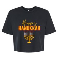 Happy Hanukkah Jewish Holiday Bella+Canvas Jersey Crop Tee