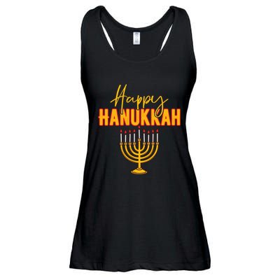 Happy Hanukkah Jewish Holiday Ladies Essential Flowy Tank