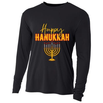 Happy Hanukkah Jewish Holiday Cooling Performance Long Sleeve Crew