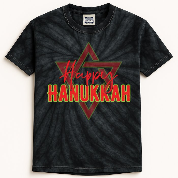 Happy Hanukkah Jewish Holiday Gift Kids Tie-Dye T-Shirt