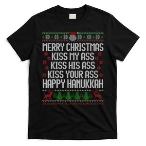 Happy Hanukkah Kiss My Ass His Ass Your Ass Merry Christmas T-Shirt