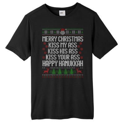 Happy Hanukkah Kiss My Ass His Ass Your Ass Merry Christmas Tall Fusion ChromaSoft Performance T-Shirt