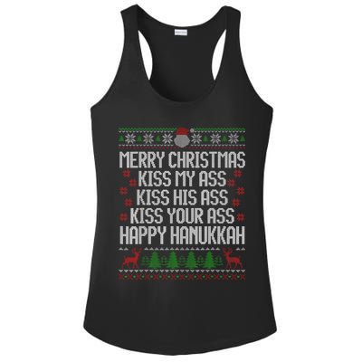 Happy Hanukkah Kiss My Ass His Ass Your Ass Merry Christmas Ladies PosiCharge Competitor Racerback Tank