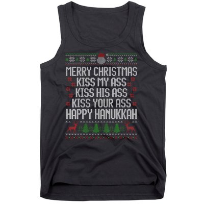 Happy Hanukkah Kiss My Ass His Ass Your Ass Merry Christmas Tank Top