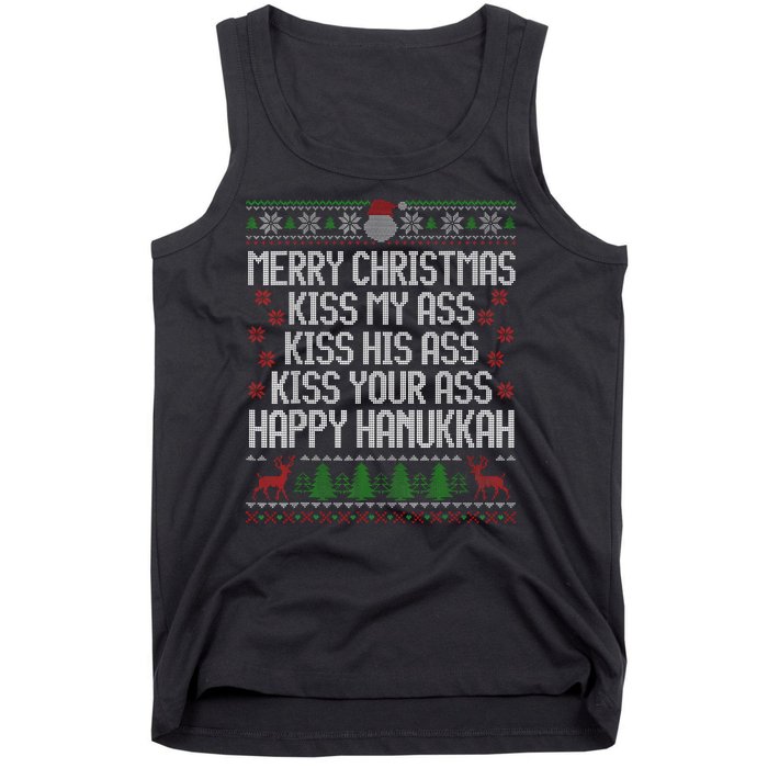 Happy Hanukkah Kiss My Ass His Ass Your Ass Merry Christmas Tank Top