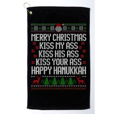 Happy Hanukkah Kiss My Ass His Ass Your Ass Merry Christmas Golf Towel