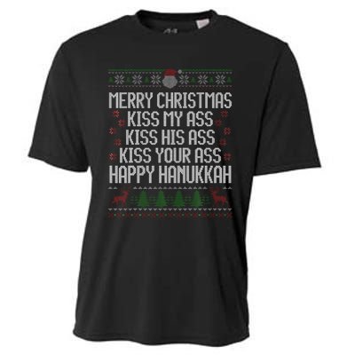 Happy Hanukkah Kiss My Ass His Ass Your Ass Merry Christmas Cooling Performance Crew T-Shirt